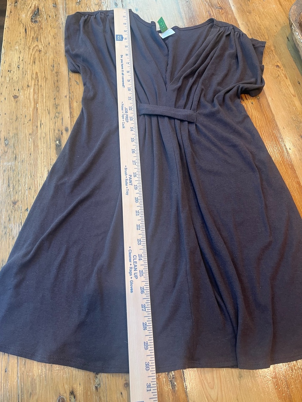 BECCA Swim Cover Up-Chocolate Brown V-Neck Pleated Tunic with Waist Tab Detail - Picture 6 of 6